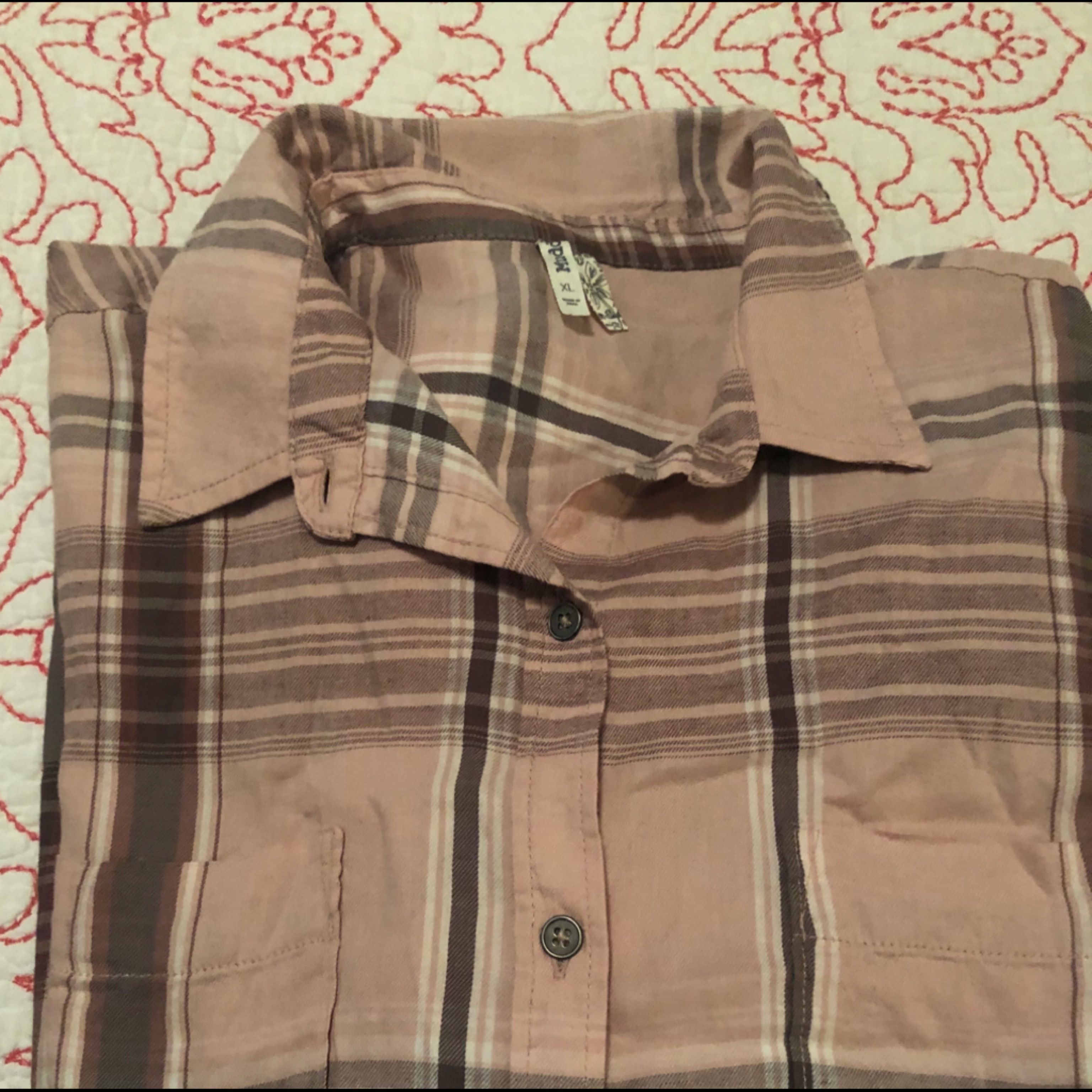 Mudd Mauve And Gray Button Down Shirt